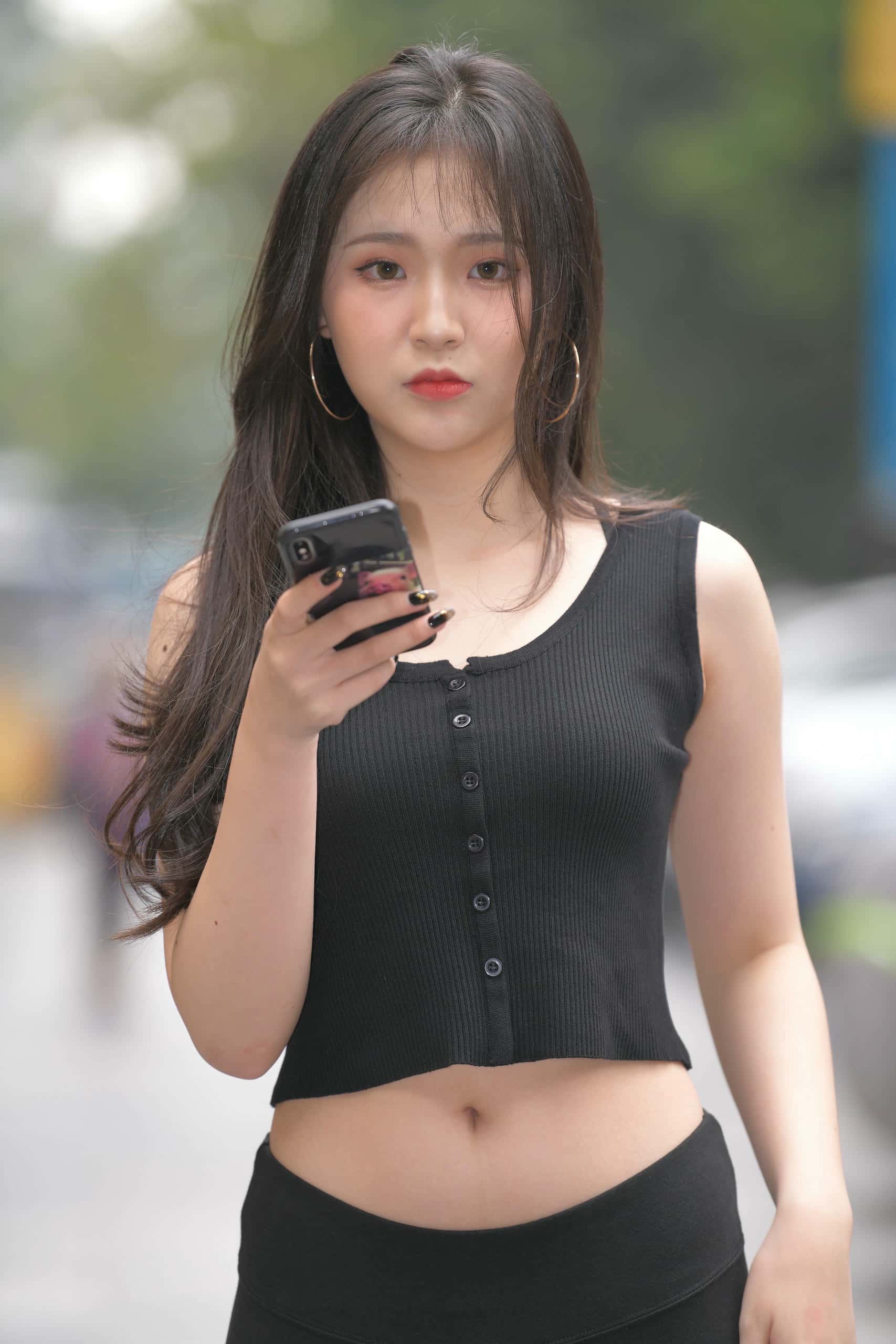 图片[2]-喝奶茶的黑色瑜伽裤长发姑娘【376P】00055-蜜桃兔兔
